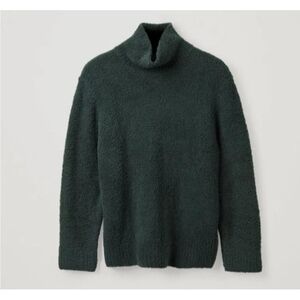 COS Wool  Sweater Women's Large Green Turtleneck Quiet Luxury Minimalist
